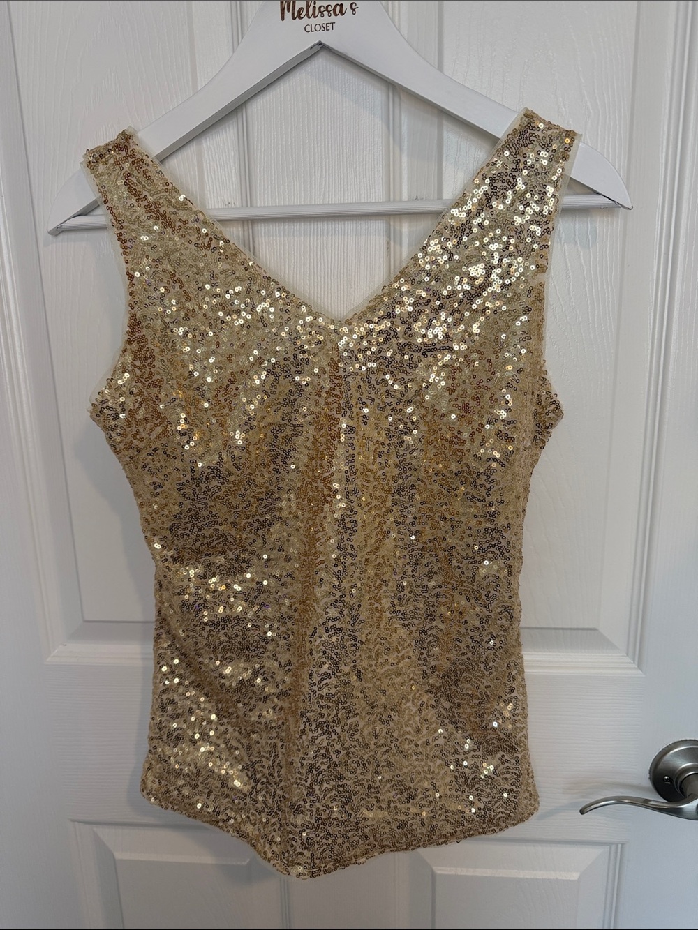 Grace Karin Gold Sequin Tank Top Size Small Sleeveless size small